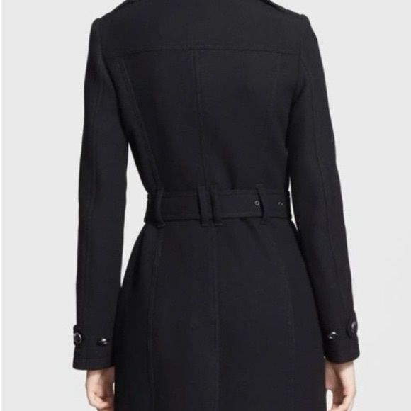 BURBERRY Brit Black Wool and Cashmere Blend Rushworth Belted Coat Size 12 - Picture 14 of 16